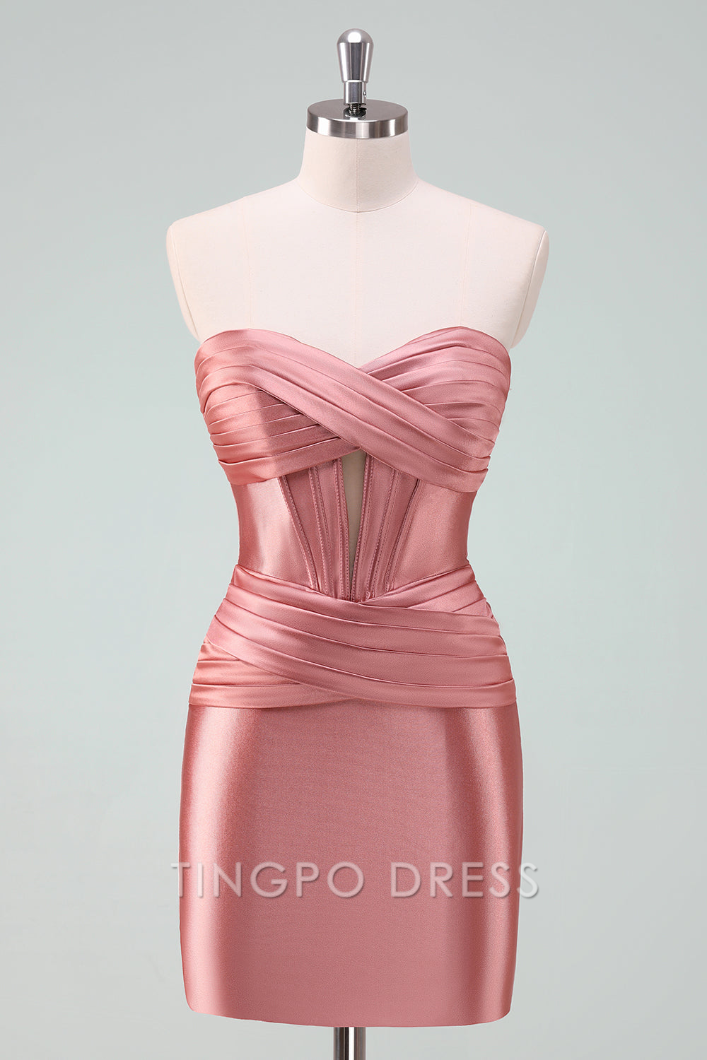TingPo Wholesale Elegant Stylish Copper Bodycon Sweetheart Satin Corset Short Homecoming Dress formal wear dresses
